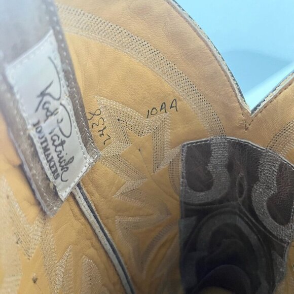 Rod Patrick Mens Cowboy Boots 10AA Antique Mocha Bison Brown Western Blunt Toe - Picture 9 of 12